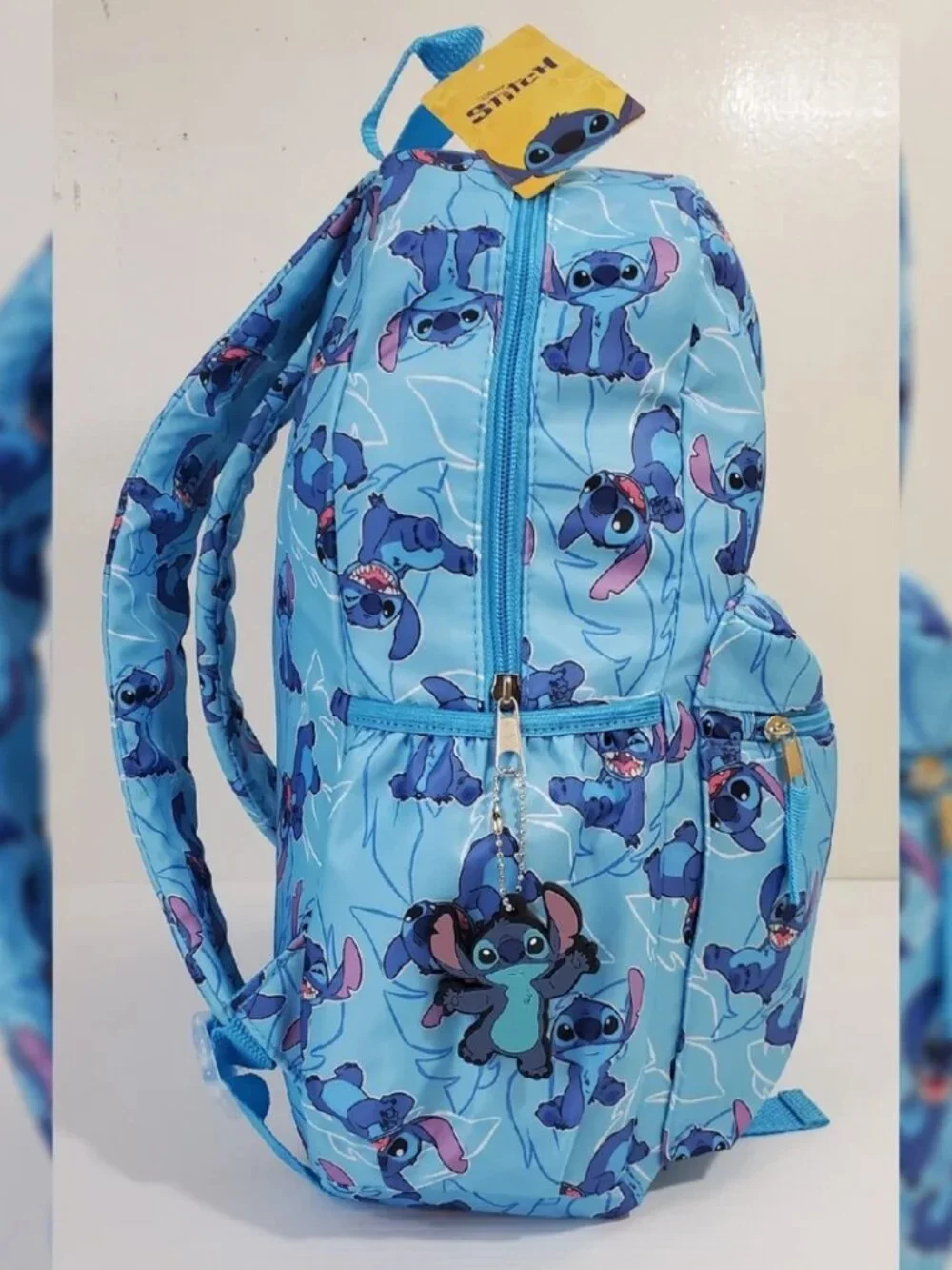 DISNEY STITCH BACKPACK KIDS ALLOVER PRINT STITCH LOGO BOTTLE POCKET